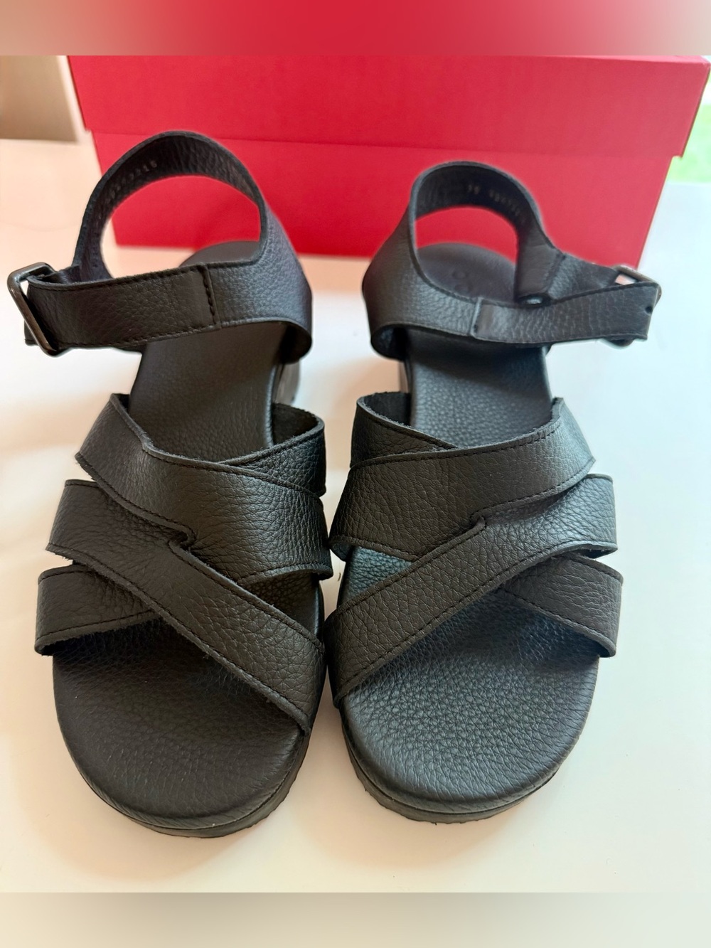 Arche Black Leather Sandals
